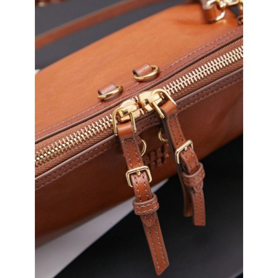 Replica di lusso Pochette Miu Miu Honey Caprice con stampa a conchiglia 5BF131 Marrone Imitazioni Cloni Pochette Miu Miu Honey Caprice con stampa a conchiglia 5BF131 Marrone firmate