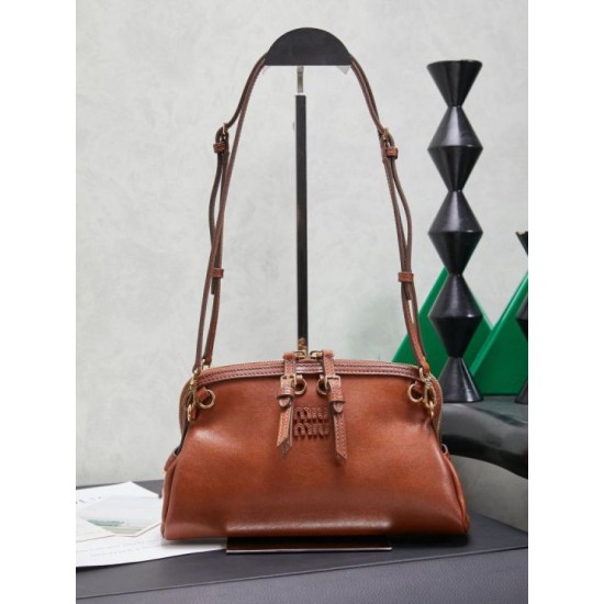 Replica di lusso Pochette Miu Miu Honey Caprice con stampa a conchiglia 5BF131 Marrone Imitazioni Cloni Pochette Miu Miu Honey Caprice con stampa a conchiglia 5BF131 Marrone firmate