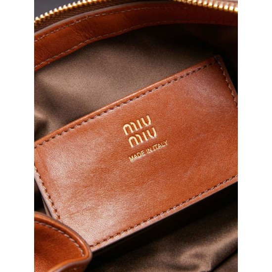 Replica di lusso Pochette Miu Miu Honey Caprice con stampa a conchiglia 5BF131 Marrone Imitazioni Cloni Pochette Miu Miu Honey Caprice con stampa a conchiglia 5BF131 Marrone firmate