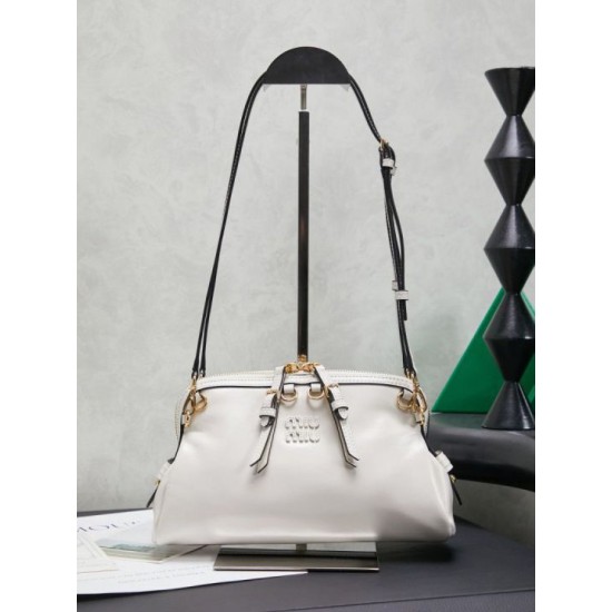 Replica di lusso Pochette Miu Miu Honey Caprice con stampa a conchiglia 5BF131 Bianco Imitazioni Cloni Pochette Miu Miu Honey Caprice con stampa a conchiglia 5BF131 Bianco firmate