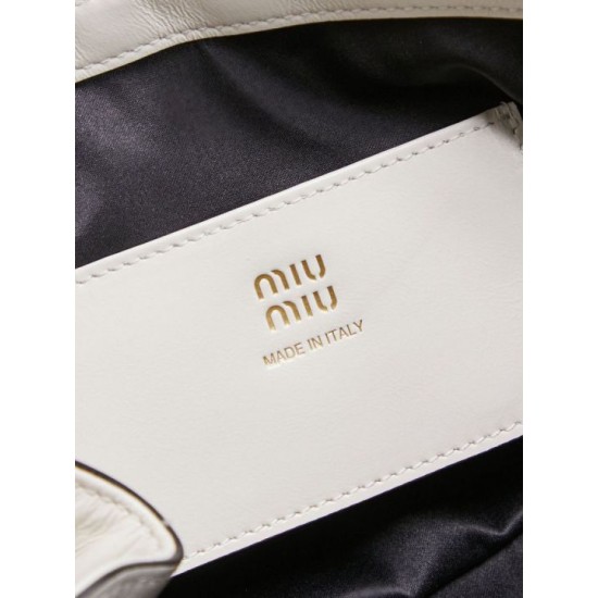 Replica di lusso Pochette Miu Miu Honey Caprice con stampa a conchiglia 5BF131 Bianco Imitazioni Cloni Pochette Miu Miu Honey Caprice con stampa a conchiglia 5BF131 Bianco firmate