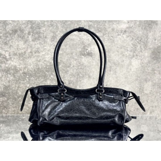 Replica di lusso Borsa a tracolla Balenciaga Le City East-West Nero Imitazioni Cloni Borsa a tracolla Balenciaga Le City East-West Nero firmate