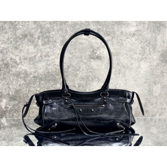 Replica di lusso Borsa a tracolla Balenciaga Le City East-West Nero Imitazioni Cloni Borsa a tracolla Balenciaga Le City East-West Nero firmate
