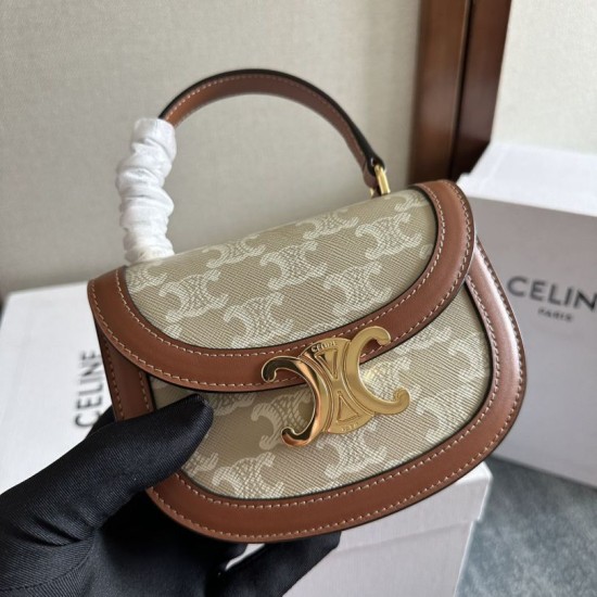 Replica di lusso Borsa Celine Mini Besace Clea Triomphe Canvas Pelle di vitello beige Imitazioni Cloni Borsa Celine Mini Besace Clea Triomphe Canvas Pelle di vitello beige firmate