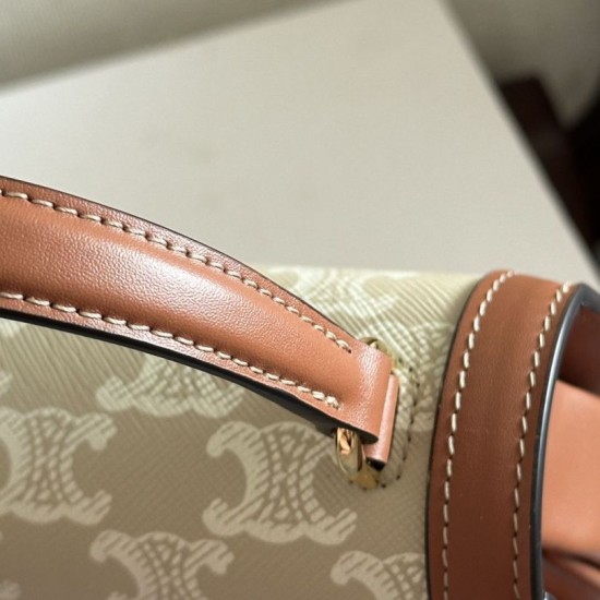 Replica di lusso Borsa Celine Mini Besace Clea Triomphe Canvas Pelle di vitello beige Imitazioni Cloni Borsa Celine Mini Besace Clea Triomphe Canvas Pelle di vitello beige firmate