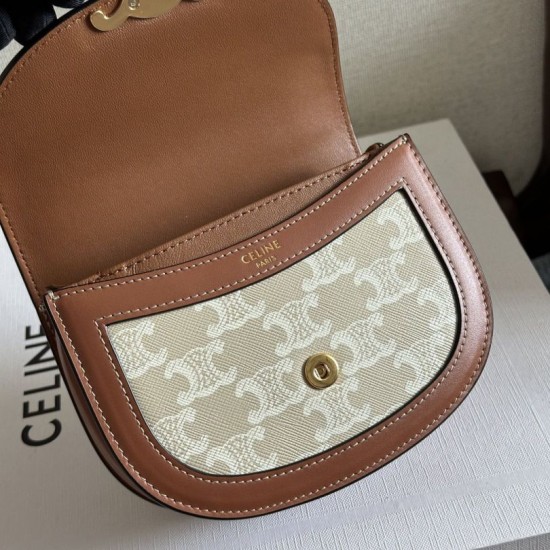 Replica di lusso Borsa Celine Mini Besace Clea Triomphe Canvas Pelle di vitello beige Imitazioni Cloni Borsa Celine Mini Besace Clea Triomphe Canvas Pelle di vitello beige firmate
