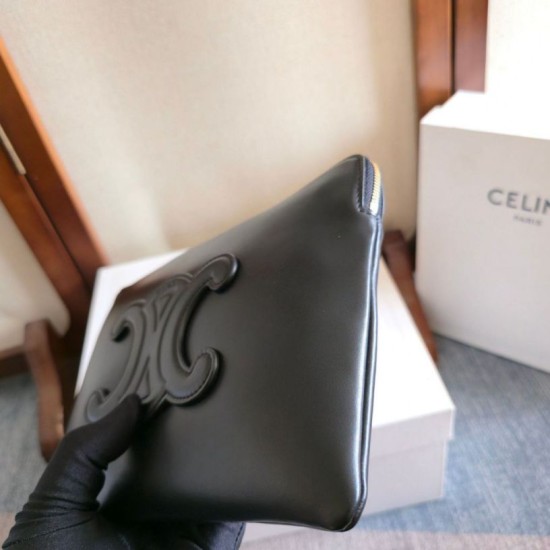 Replica di lusso Piccola pochette Celine con tracolla pelle di vitello liscia Nero Imitazioni Cloni Piccola pochette Celine con tracolla pelle di vitello liscia Nero firmate