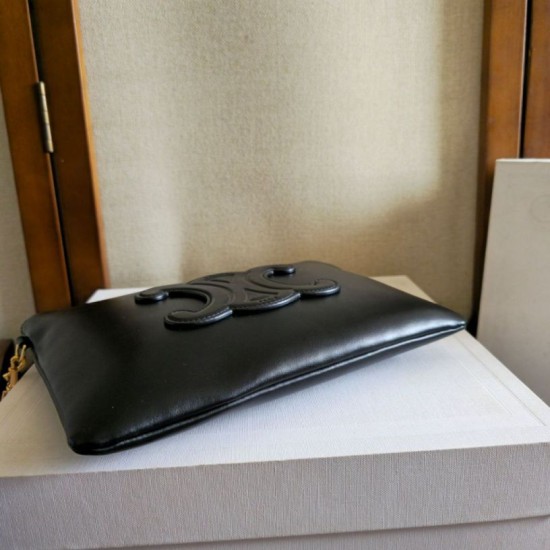 Replica di lusso Piccola pochette Celine con tracolla pelle di vitello liscia Nero Imitazioni Cloni Piccola pochette Celine con tracolla pelle di vitello liscia Nero firmate
