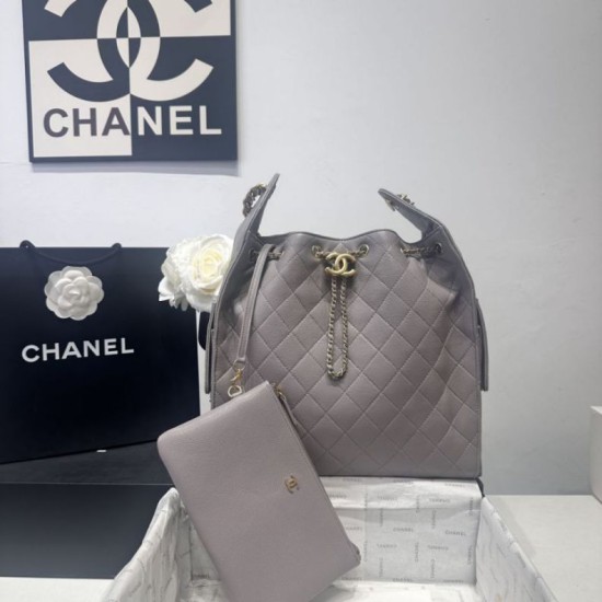 Replica di lusso Borsa a mano media Chanel 25 Hobo Caviar Quilted AS5311 Grigio Imitazioni Cloni Borsa a mano media Chanel 25 Hobo Caviar Quilted AS5311 Grigio firmate