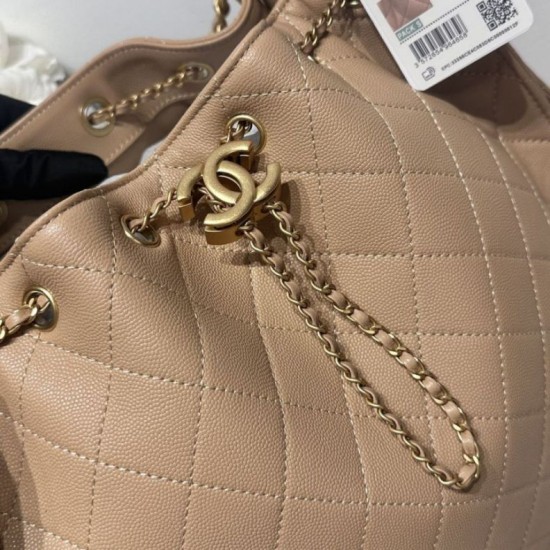 Cloni Borse firmate replica media Chanel 25 Hobo Caviar Quilted AS5311 Beige firmate