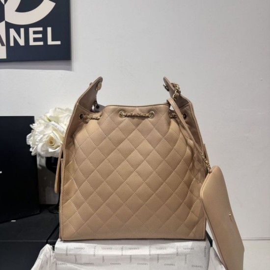 Cloni Borse firmate replica media Chanel 25 Hobo Caviar Quilted AS5311 Beige firmate