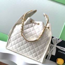 Replica di lusso Borsa a mano media Chanel 25 Hobo Caviar Quilted AS5311 Bianco Imitazioni Cloni Borsa a mano media Chanel 25 Hobo Caviar Quilted AS5311 Bianco firmate