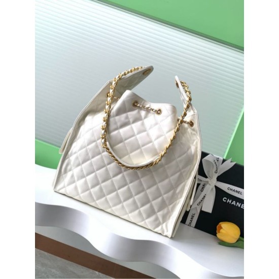 Replica di lusso Borsa a mano media Chanel 25 Hobo Caviar Quilted AS5311 Bianco Imitazioni Cloni Borsa a mano media Chanel 25 Hobo Caviar Quilted AS5311 Bianco firmate