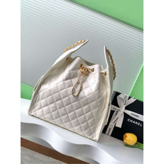 Replica di lusso Borsa a mano media Chanel 25 Hobo Caviar Quilted AS5311 Bianco Imitazioni Cloni Borsa a mano media Chanel 25 Hobo Caviar Quilted AS5311 Bianco firmate