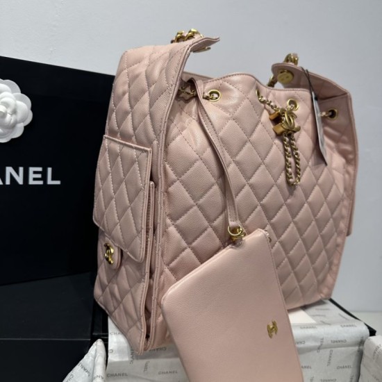Cloni Borsa a mano media Chanel 25 Hobo Caviar Quilted AS5311 Rosa firmate