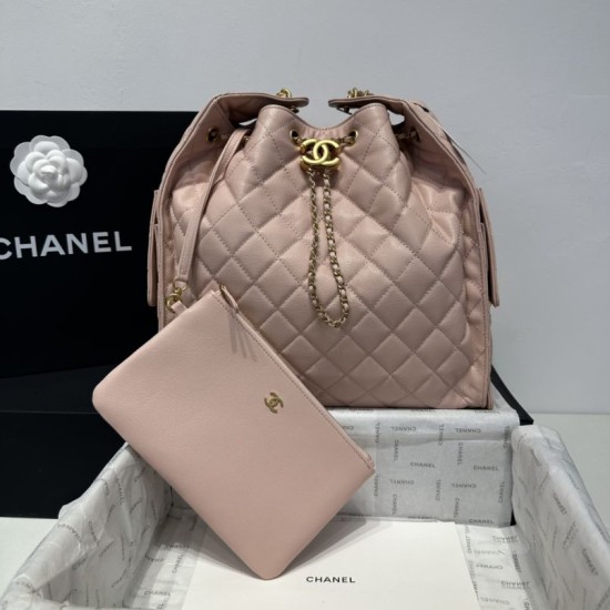 Cloni Borsa a mano media Chanel 25 Hobo Caviar Quilted AS5311 Rosa firmate