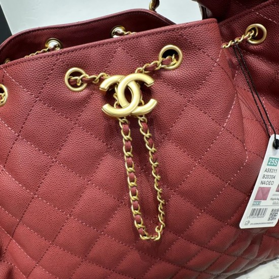 Replica di lusso Borse a mano media Chanel 25 Hobo Caviar Quilted AS5311 Rosso Imitazioni Cloni Borse Replica a mano media Chanel 25 Hobo Caviar Quilted AS5311 Rosso firmate