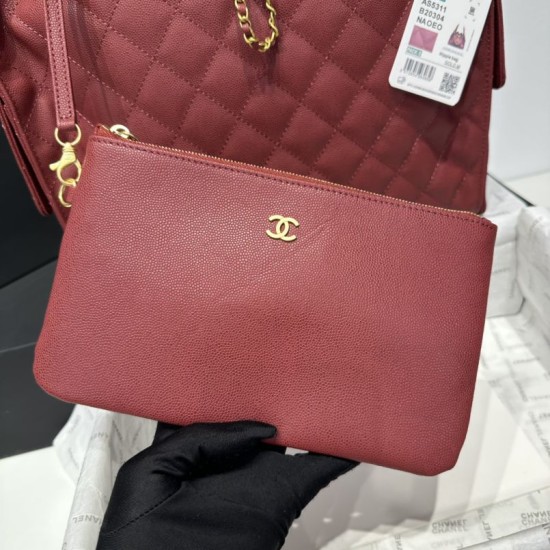Replica di lusso Borse a mano media Chanel 25 Hobo Caviar Quilted AS5311 Rosso Imitazioni Cloni Borse Replica a mano media Chanel 25 Hobo Caviar Quilted AS5311 Rosso firmate