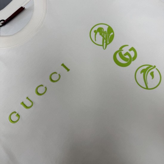 Replica di lusso Maglietta girocollo Gucci unisex nera/albicocca 01 Imitazioni Cloni Maglietta girocollo Gucci unisex nera/albicocca 01 firmate