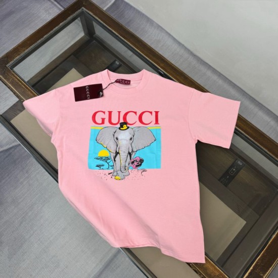 Replica di lusso Maglietta girocollo Gucci unisex nera/albicocca 03 Imitazioni Cloni Maglietta girocollo Gucci unisex nera/albicocca 03 firmate