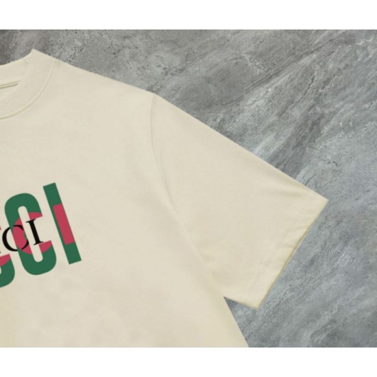 Replica di lusso Maglietta girocollo Gucci unisex nera/albicocca 04 Imitazioni Cloni Maglietta girocollo Gucci unisex nera/albicocca 04 firmate