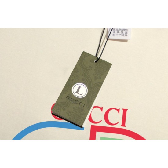 Replica di lusso Maglietta girocollo Gucci unisex nera/albicocca 07 Imitazioni Cloni Maglietta girocollo Gucci unisex nera/albicocca 07 firmate
