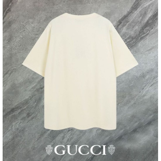 Replica di lusso Maglietta girocollo Gucci unisex nera/albicocca 07 Imitazioni Cloni Maglietta girocollo Gucci unisex nera/albicocca 07 firmate