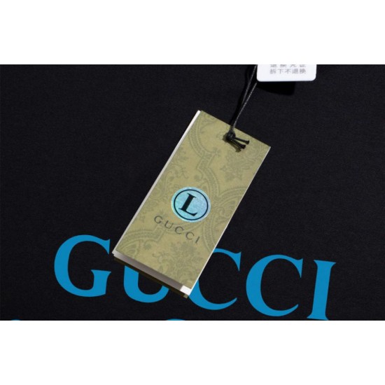 Replica di lusso Maglietta girocollo Gucci unisex nera/albicocca 08 Imitazioni Cloni Maglietta girocollo Gucci unisex nera/albicocca 08 firmate