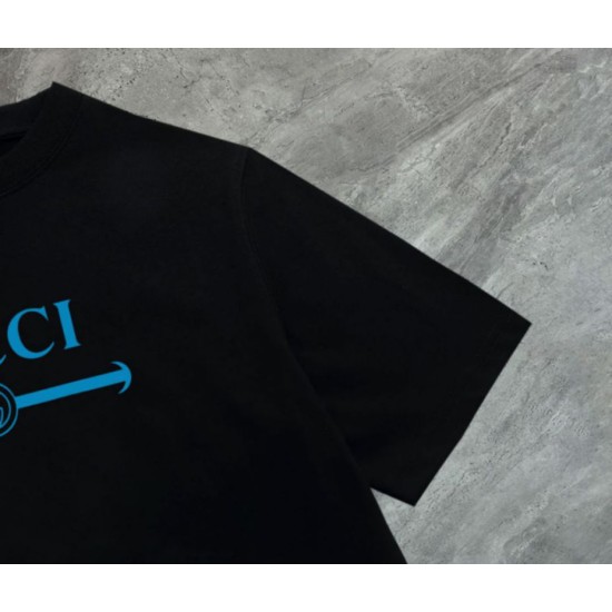 Replica di lusso Maglietta girocollo Gucci unisex nera/albicocca 08 Imitazioni Cloni Maglietta girocollo Gucci unisex nera/albicocca 08 firmate