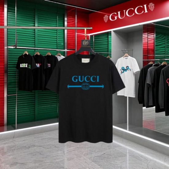 Replica di lusso Maglietta girocollo Gucci unisex nera/albicocca 08 Imitazioni Cloni Maglietta girocollo Gucci unisex nera/albicocca 08 firmate