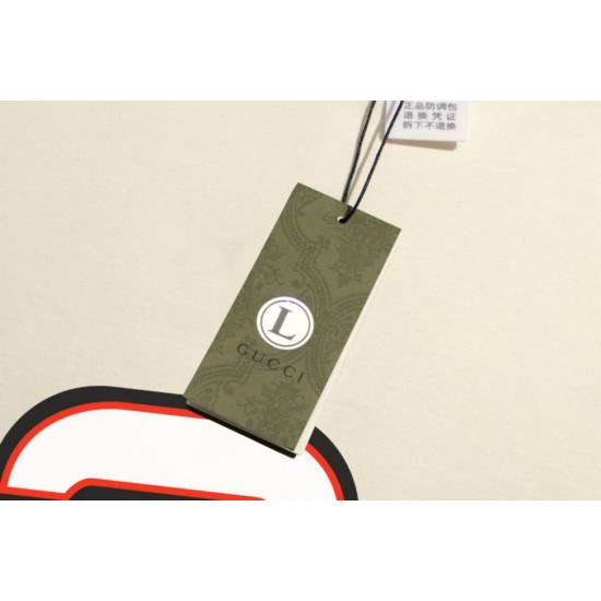 Replica di lusso Maglietta girocollo Gucci unisex nera/albicocca 09 Imitazioni Cloni Maglietta girocollo Gucci unisex nera/albicocca 09 firmate