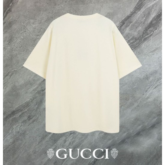 Replica di lusso Maglietta girocollo Gucci unisex nera/albicocca 09 Imitazioni Cloni Maglietta girocollo Gucci unisex nera/albicocca 09 firmate