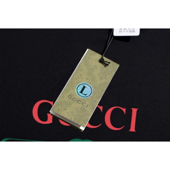 Replica di lusso Maglietta girocollo Gucci unisex nera/albicocca 10 Imitazioni Cloni Maglietta girocollo Gucci unisex nera/albicocca 10 firmate