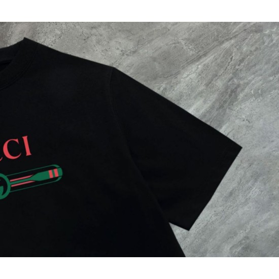 Replica di lusso Maglietta girocollo Gucci unisex nera/albicocca 10 Imitazioni Cloni Maglietta girocollo Gucci unisex nera/albicocca 10 firmate