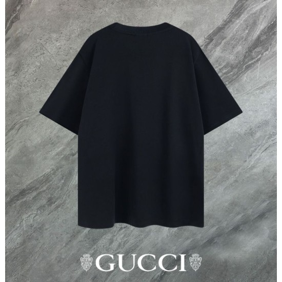 Replica di lusso Maglietta girocollo Gucci unisex nera/albicocca 10 Imitazioni Cloni Maglietta girocollo Gucci unisex nera/albicocca 10 firmate