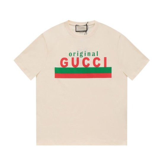 Replica di lusso Maglietta girocollo Gucci unisex nera/albicocca 12 Imitazioni Cloni Maglietta girocollo Gucci unisex nera/albicocca 12 firmate