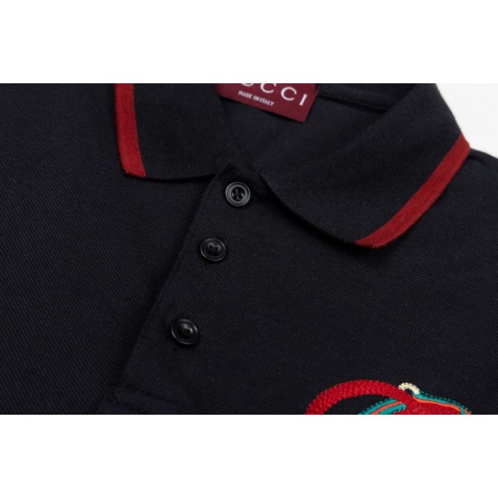 Replica di lusso Polo Gucci con ricamo a doppia GG e morsetto 01 Imitazioni Cloni Polo Gucci con ricamo a doppia GG e morsetto 01 firmate