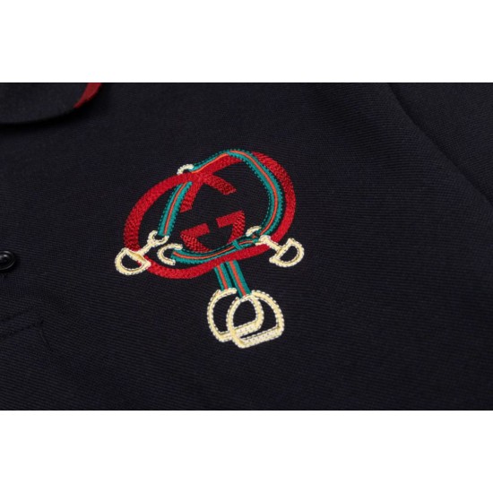 Replica di lusso Polo Gucci con ricamo a doppia GG e morsetto 01 Imitazioni Cloni Polo Gucci con ricamo a doppia GG e morsetto 01 firmate
