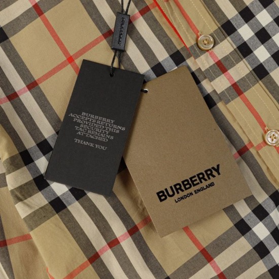 Replica di lusso Camicia a quadri Vintage Burberry con polsini a coste Imitazioni Cloni Camicia a quadri Vintage Burberry con polsini a coste firmate