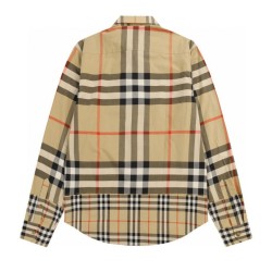 Cloni Camicia Burberry a maniche lunghe con patchwork scozzese firmate