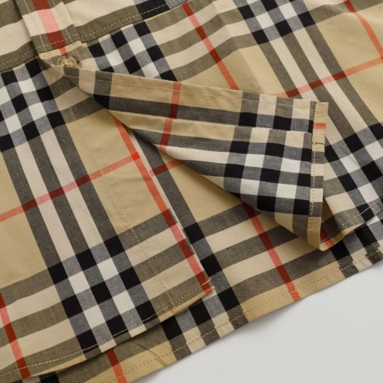 Replica di lusso Camicia Burberry a maniche lunghe con patchwork scozzese Imitazioni Cloni Camicia Burberry a maniche lunghe con patchwork scozzese firmate