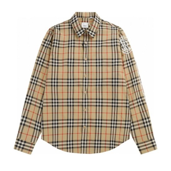 Replica di lusso Camicia classici Burberry a maniche lunghe con motivo a quadri Imitazioni Cloni Camicia classici Burberry a maniche lunghe con motivo a quadri firmate