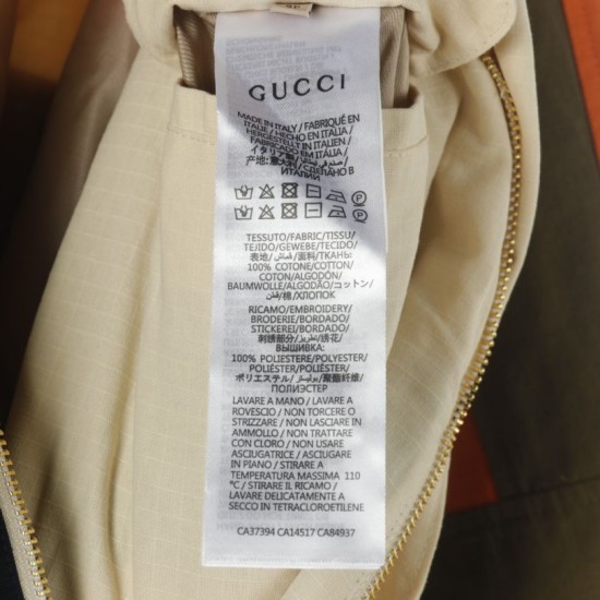 Replica di lusso Giacca Gucci con cappuccio e tasca con cerniera ricamata Imitazioni Cloni Giacca Gucci con cappuccio e tasca con cerniera ricamata firmate