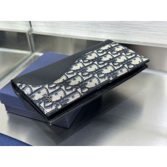 Cloni Portafoglio lungo verticale Dior Saddle Dior Oblique jacquard nero firmate