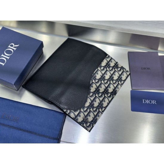 Cloni Portafoglio lungo verticale Dior Saddle Dior Oblique jacquard nero firmate