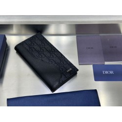 Dettagli perfetti Portafoglio verticale lungo da uomo Dior Saddle jacquard obliquo nero