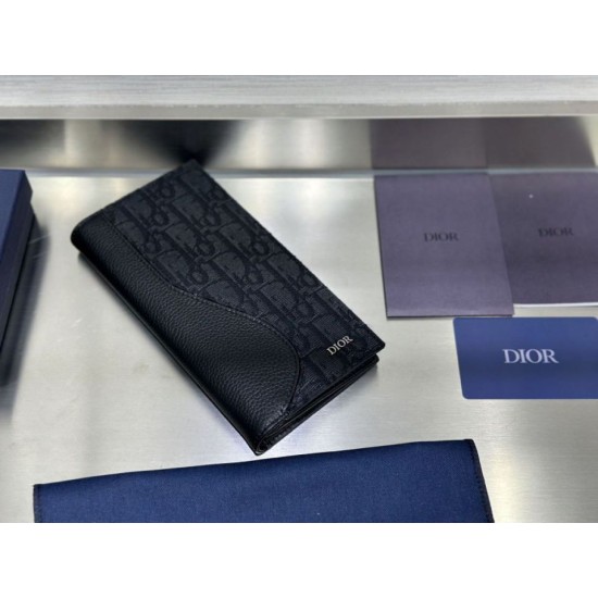 Replica di lusso Borse Dettagli perfetti Portafoglio verticale lungo da uomo Dior Saddle jacquard obliquo nero Imitazioni Replica Borse Dettagli perfetti Portafoglio verticale lungo da uomo Dior Saddle jacquard obliquo nero firmate