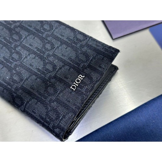 Cloni Portafoglio Dior lungo a due ante Dior Oblique Jacquard nero firmate