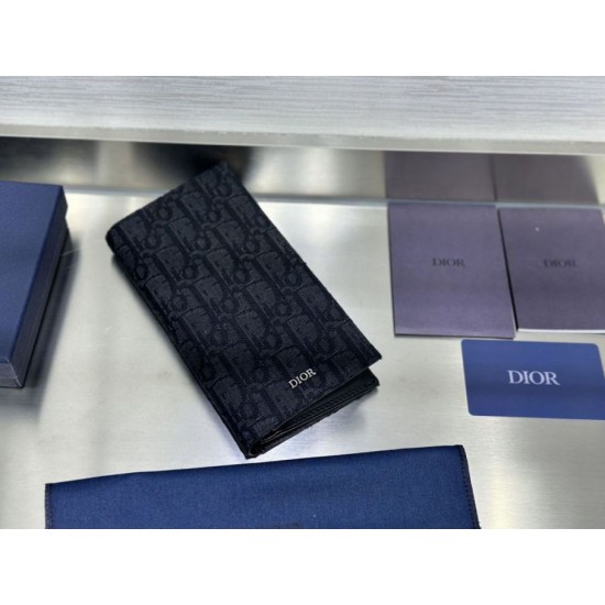Cloni Portafoglio Dior lungo a due ante Dior Oblique Jacquard nero firmate
