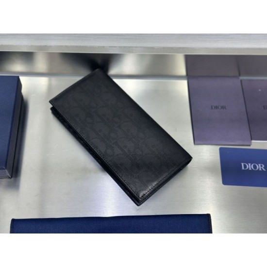 Replica di lusso Portafoglio lungo Dior a due ante Dior Oblique Galaxy nero Imitazioni Cloni Portafoglio lungo Dior a due ante Dior Oblique Galaxy nero firmate